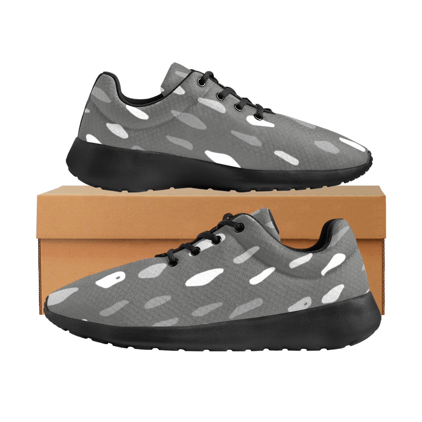 Gray Brushstrokes Men's Athletic Shoes (Model 0200)