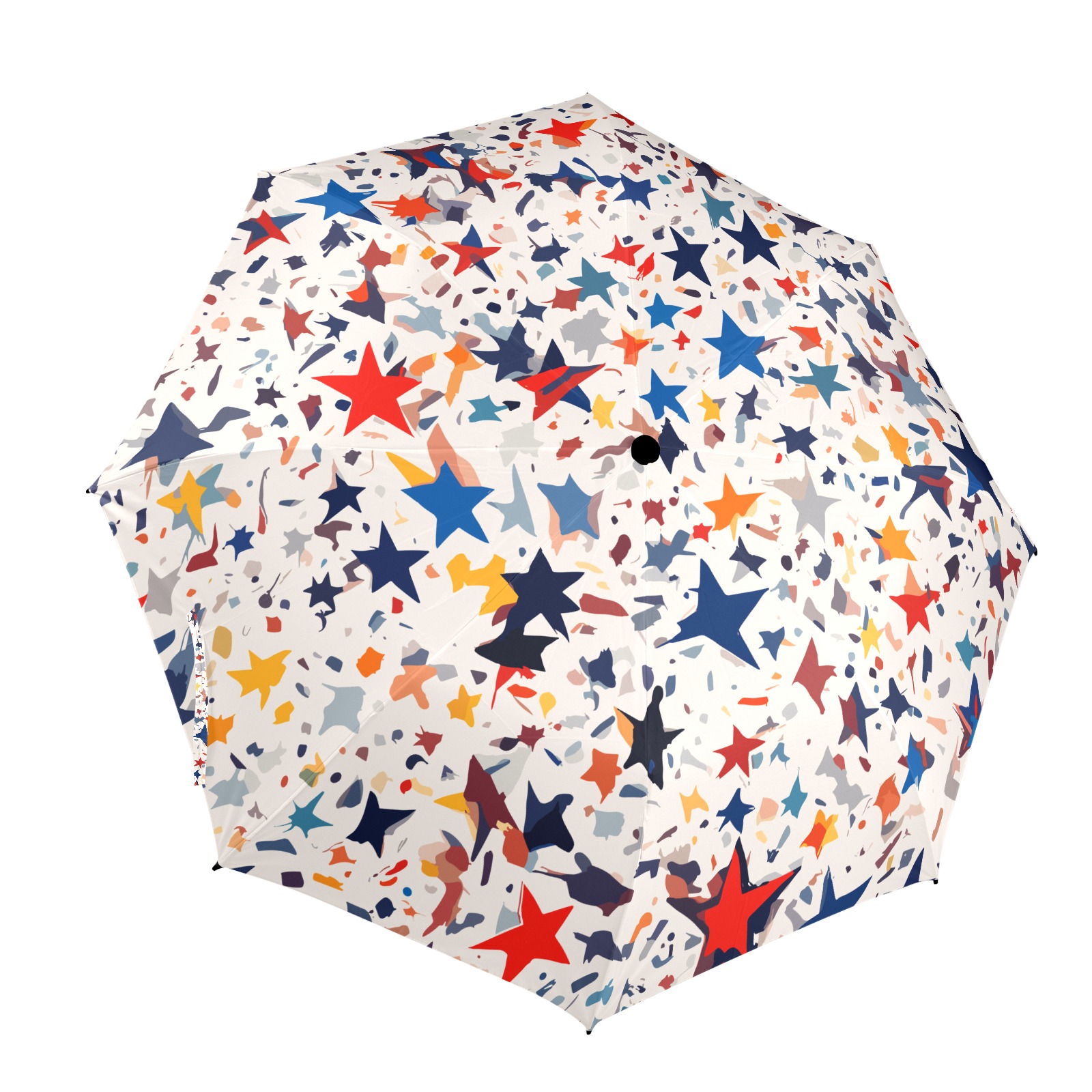 Stars of red, blue, orange colors on beige. Semi-Automatic Foldable Umbrella (Model U12)