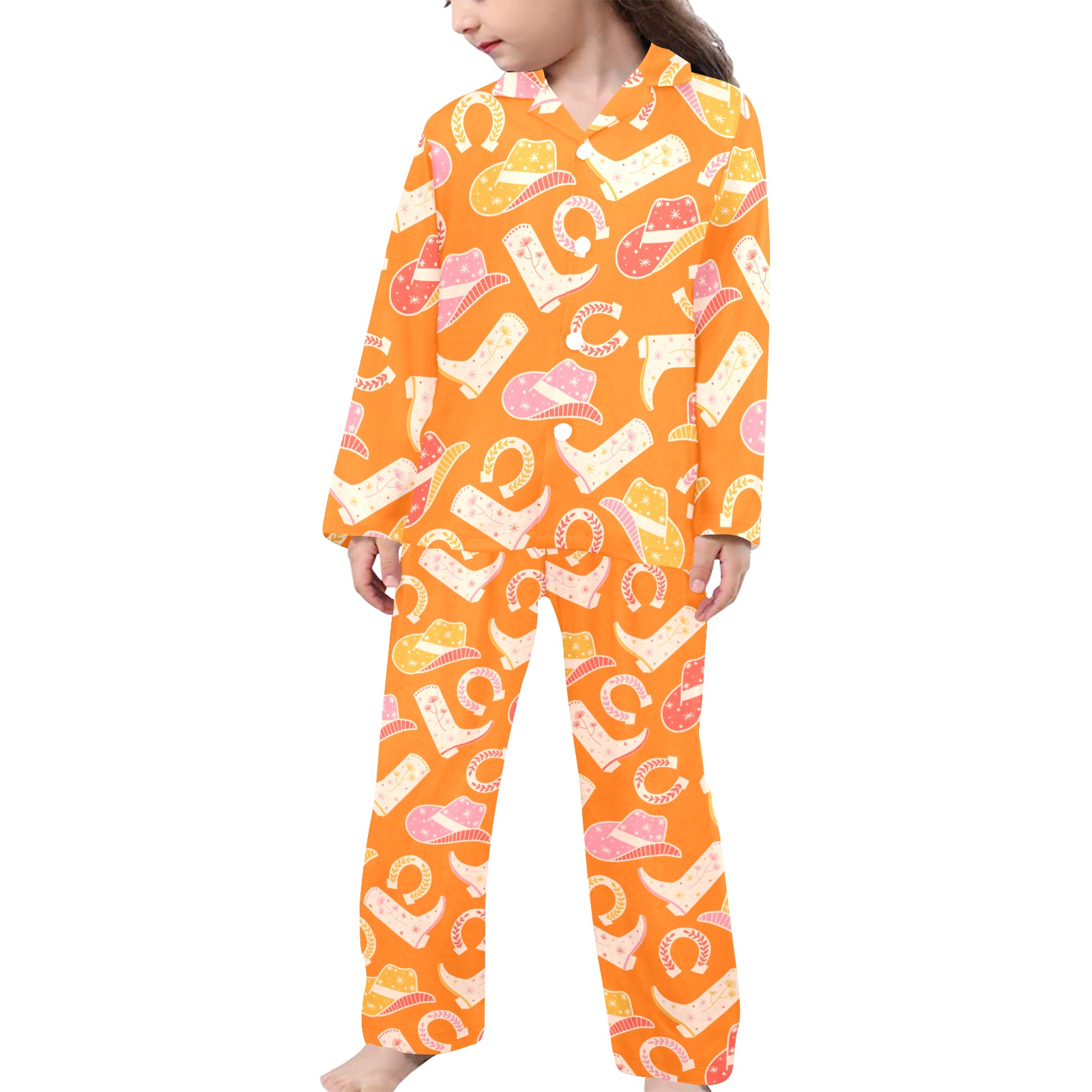 Westerner Kid's Pajama Set Little Girls' V-Neck Long Pajama Set