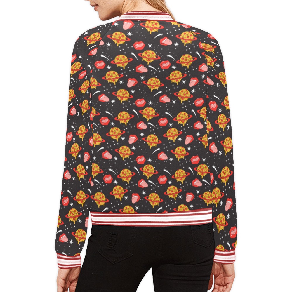 I like pizza space All Over Print Bomber Jacket for Women (Model H21)