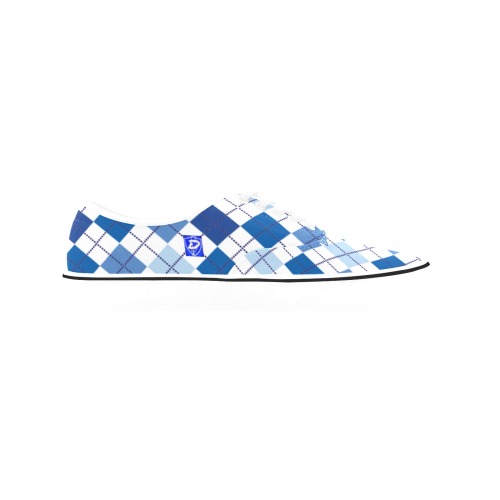 DIONIO - Men's Blue & White Argyle Casual Classic Canvas Low Top Shoes Classic Men's Canvas Low Top Shoes (Model E001-4)