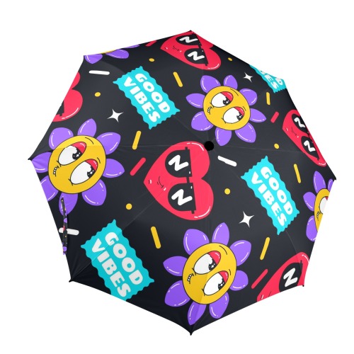 Groovy hearts Semi-Automatic Foldable Umbrella (Model U12)