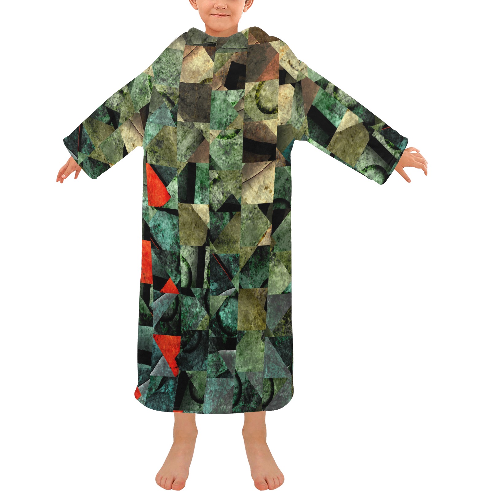 urbangeometry Blanket Robe with Sleeves for Kids