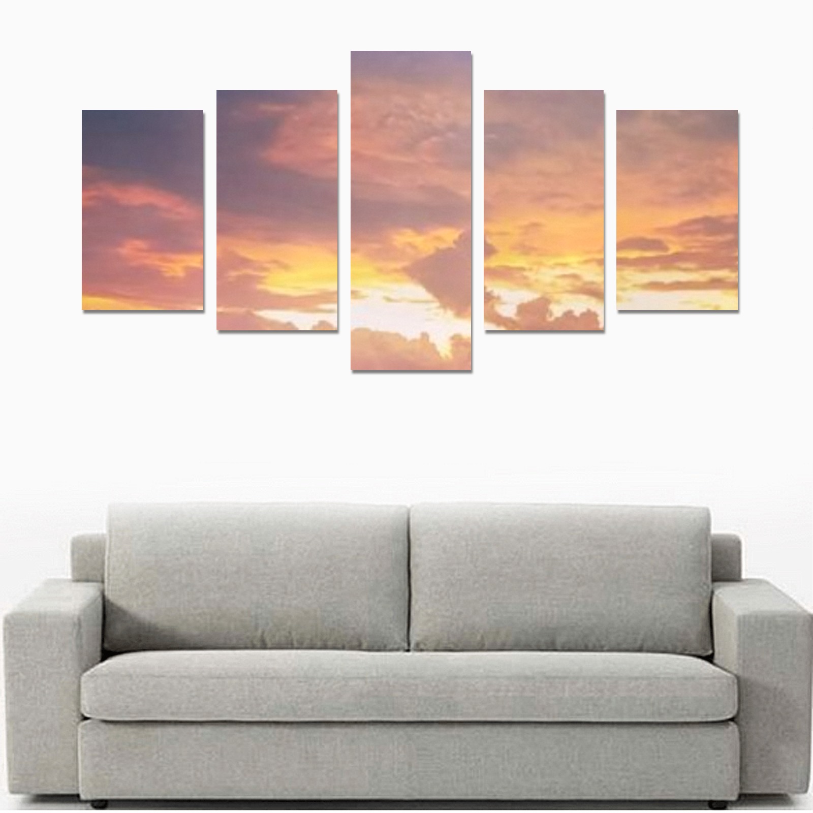 Sunset with red, black clouds Canvas Print Sets C (No Frame)