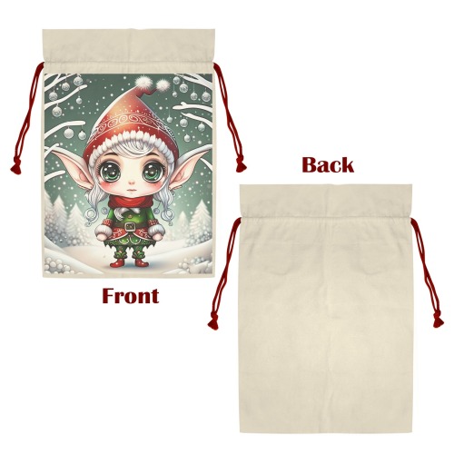 Christmas Elf 3 Pack Santa Claus Drawstring Bags (One-Sided Printing)