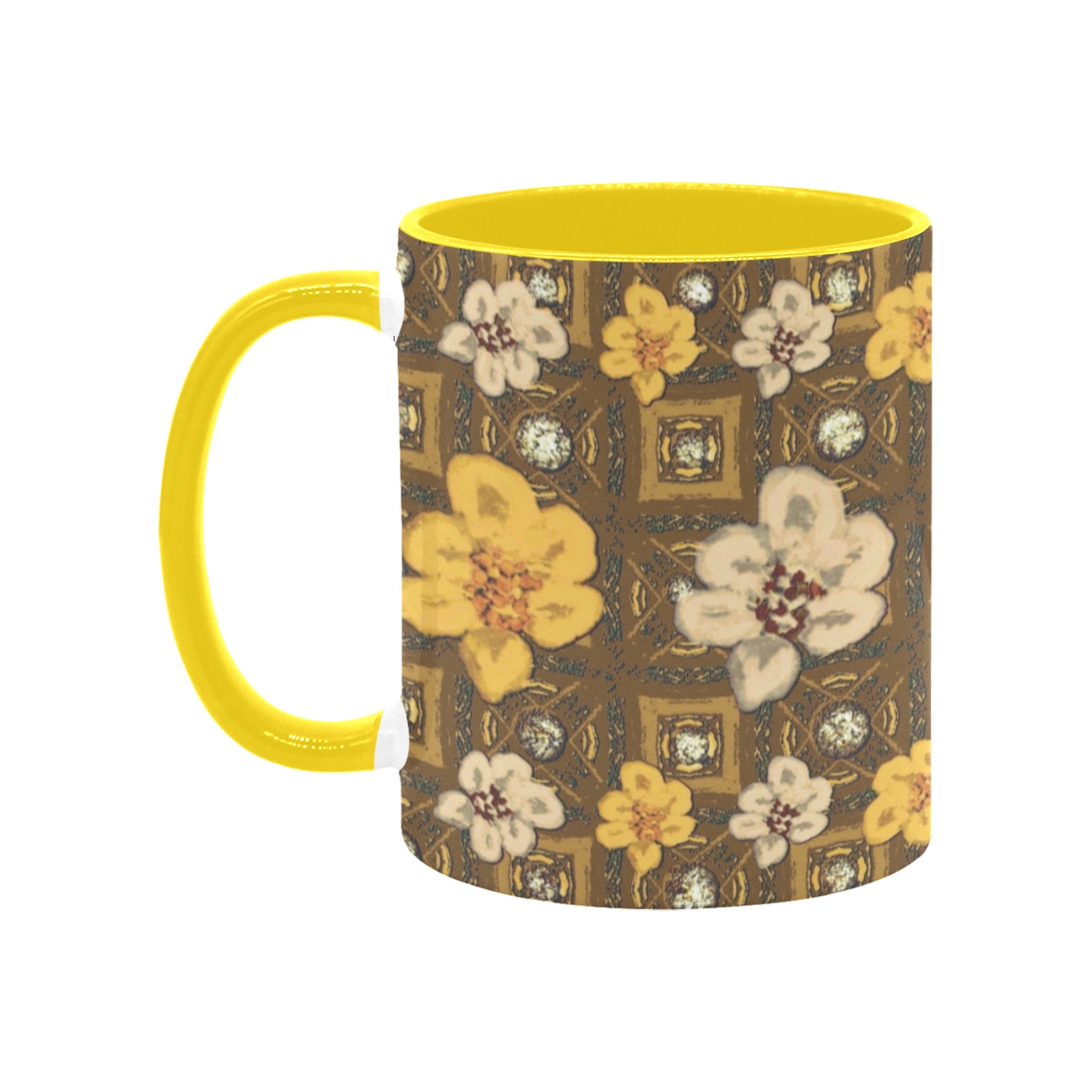 A taste of yellow-floral Custom Inner Color Mug (11oz)