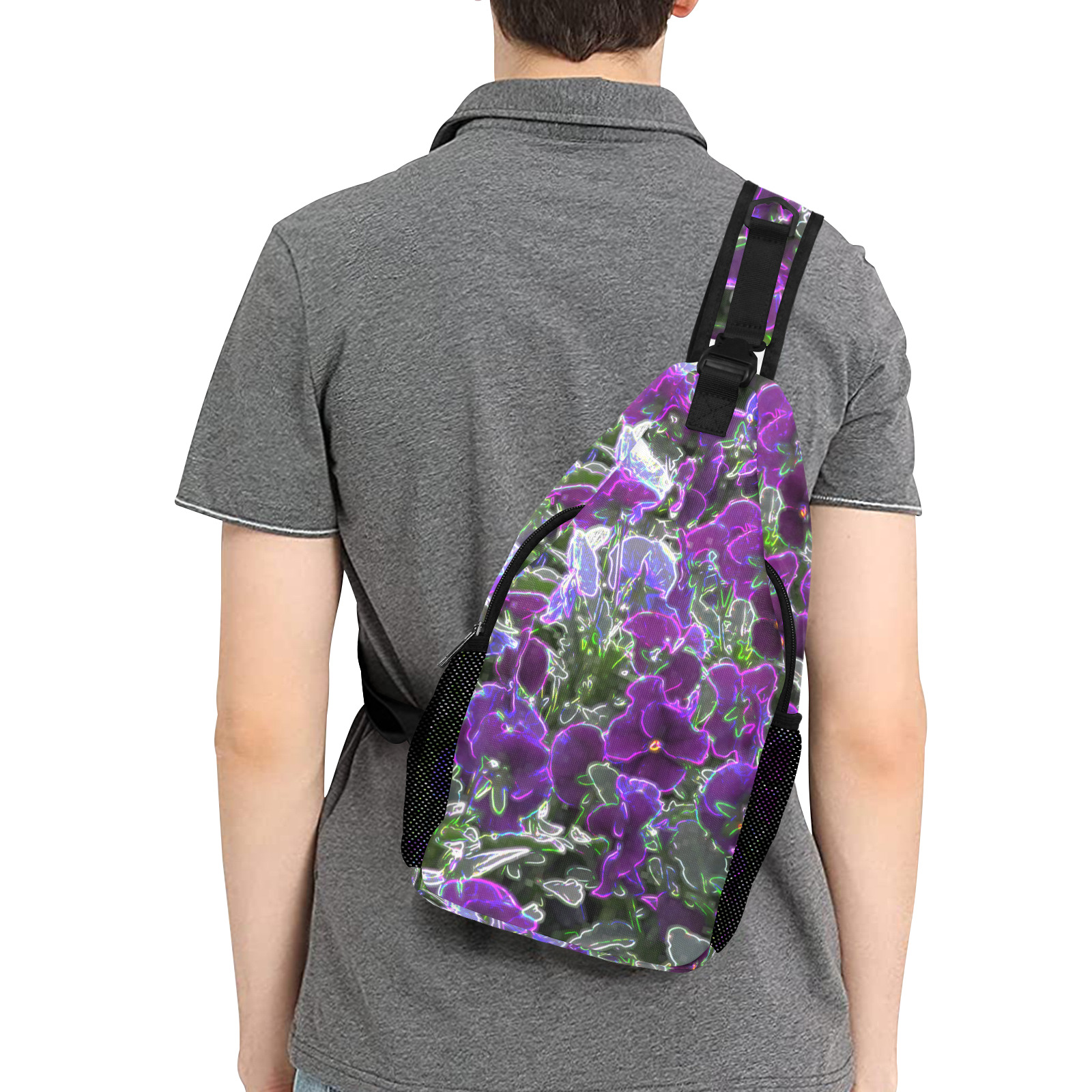 Field Of Purple Flowers 8420 Men's Casual Chest Bag (Model 1729)