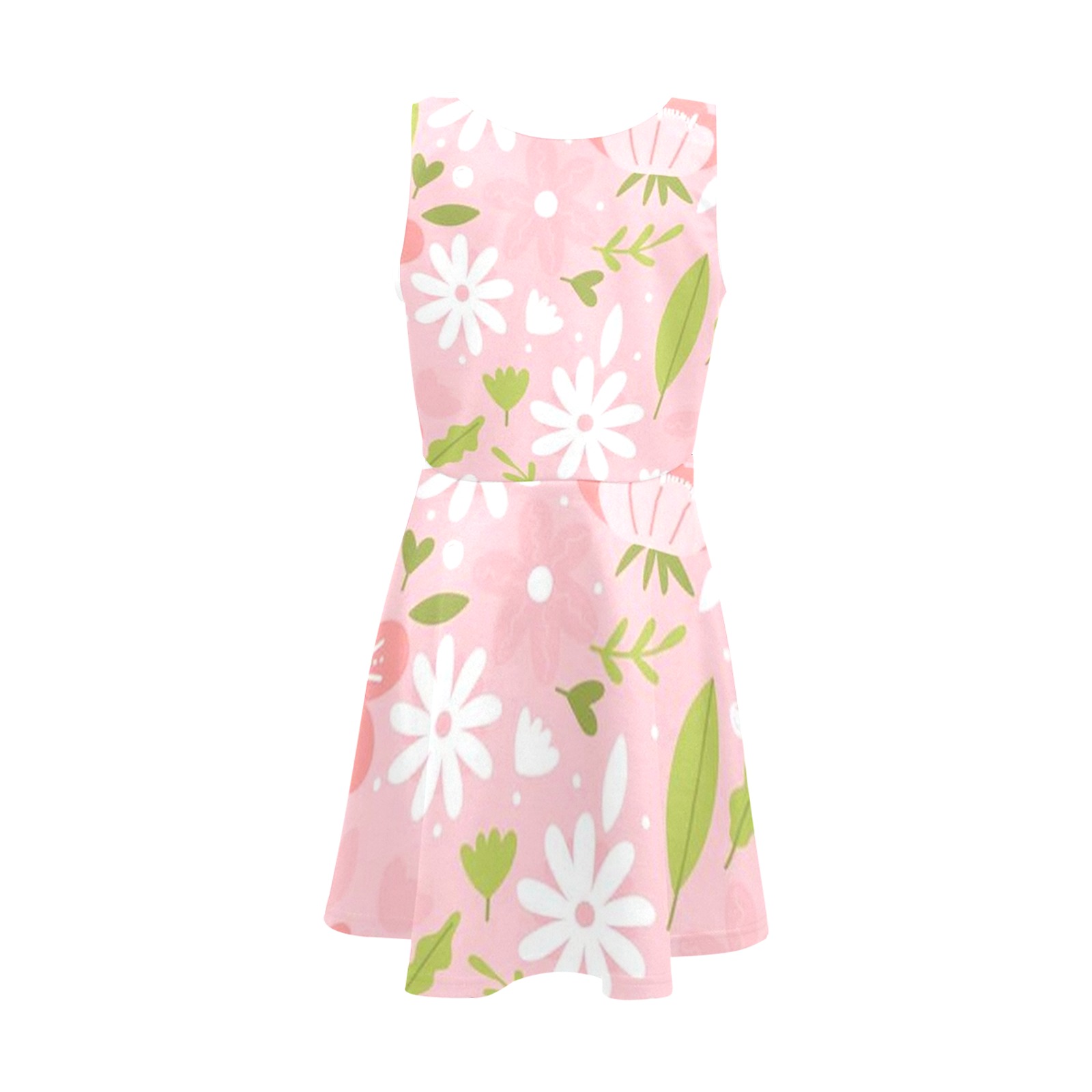 Retro Pink Floral Girls' Sleeveless Sundress (Model D56)