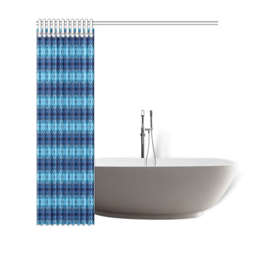 sky blue and dark blue repeating pattern Shower Curtain 69"x72"