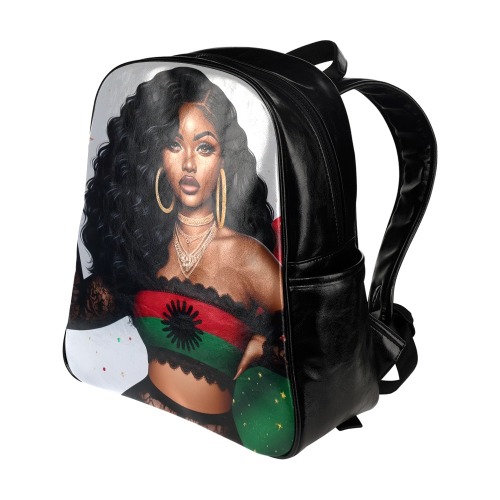 Black Woman Backpack 2 Multi-Pockets Backpack (Model 1636)