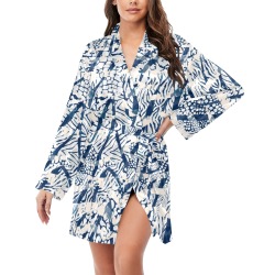 Wild animal skin -004A-4 Women's Long Sleeve Belted Night Robe