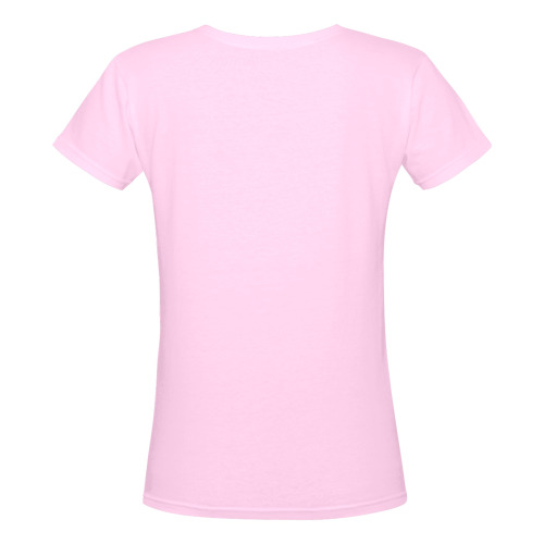Pink Aquarium Fancy Fish Cartoon Women's Deep V-neck T-shirt (Model T19)