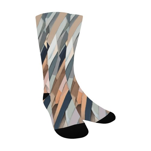 Chevron-like abstract art pattern. Pastel colors Men's Custom Socks