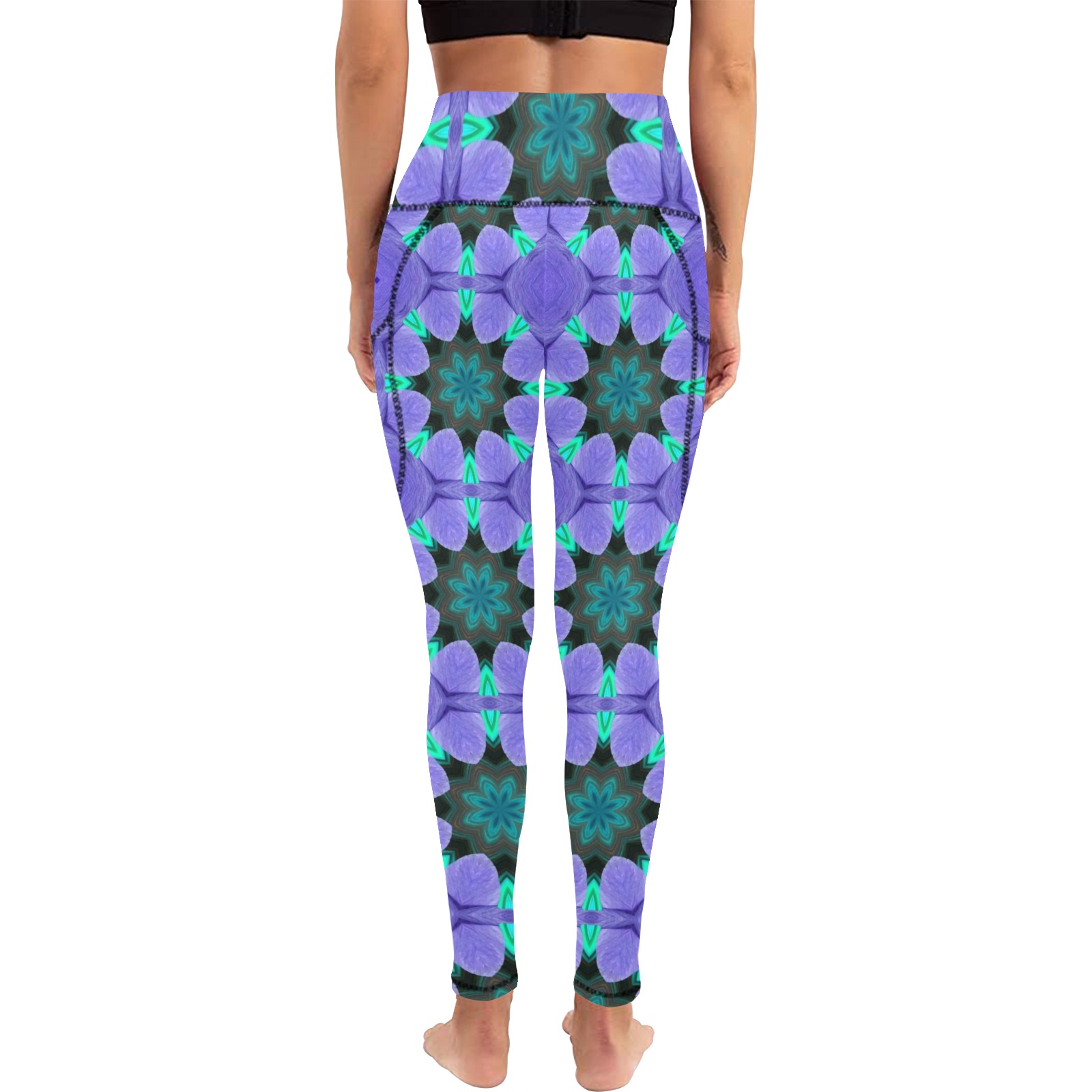 Purple and Blue Repper Abstract Women's All Over Print Leggings with Pockets (Model L56)