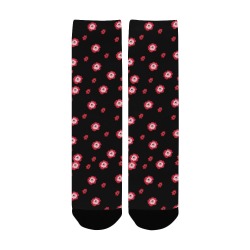 red flowers black Custom Socks for Women