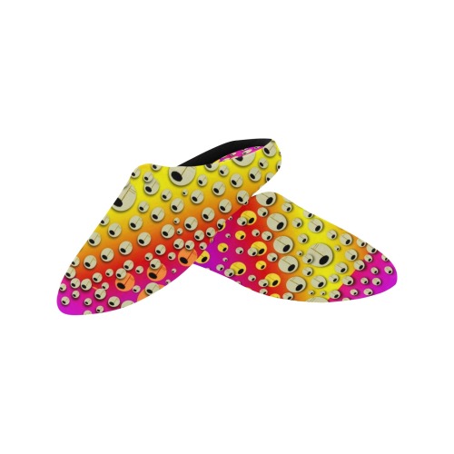 festive music tribute in rainbows Women's Non-Slip Cotton Slippers (Model 0602)