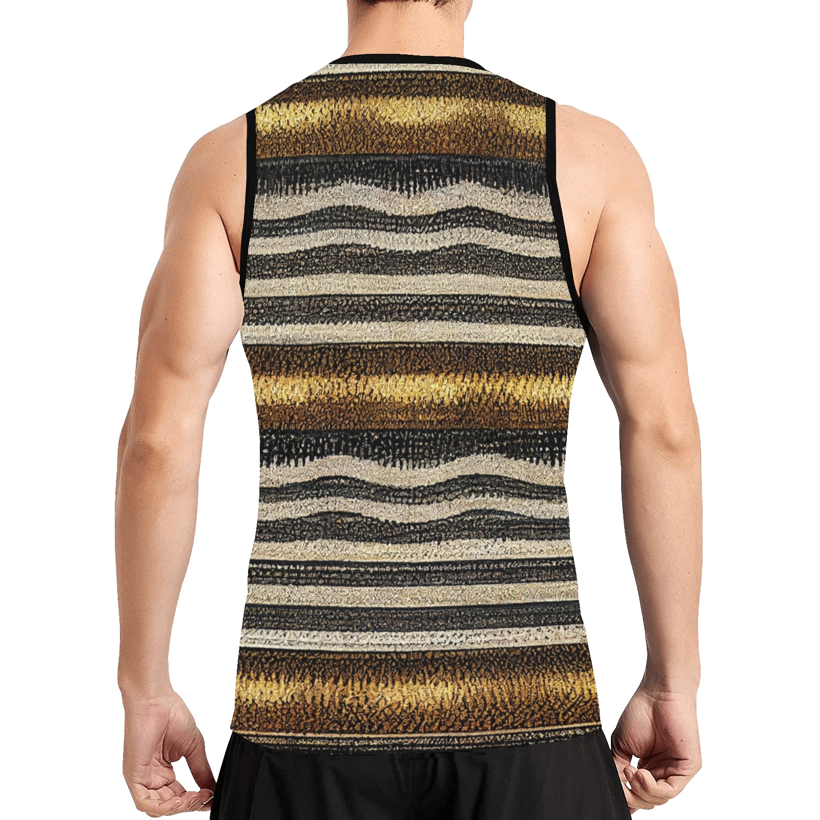 horizontal striped pattern, gold and silver All Over Print Basketball Jersey