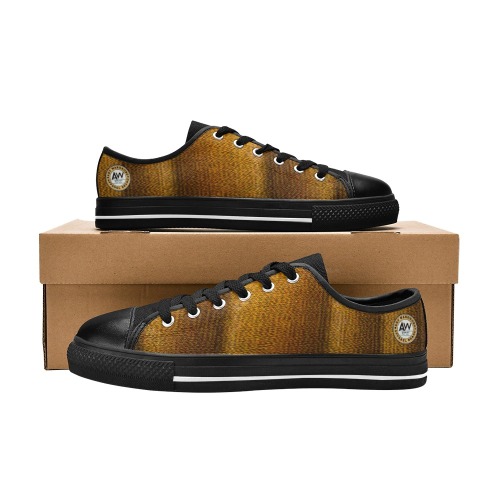 gold and brown vertical striped Women's Classic Canvas Shoes (Model 018)