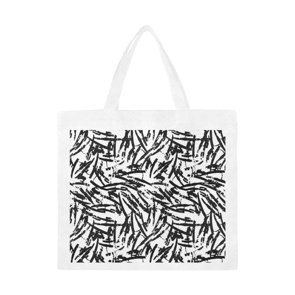 Brush Stroke Black and White Canvas Tote Bag/Large (Model 1702)