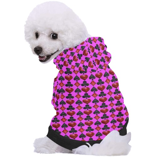 Las Vegas Poker Card Shapes - Pink Pet Dog Hoodie