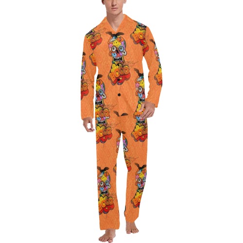 Halloween Pop Art by Nico Bielow Men's V-Neck Long Pajama Set