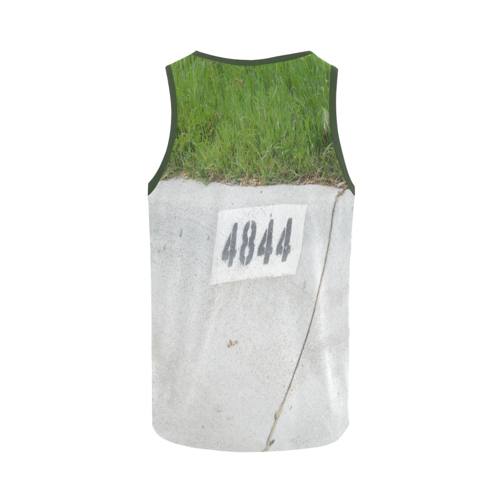 Street Number 4844 with Dark Green Collar All Over Print Tank Top for Women (Model T43)