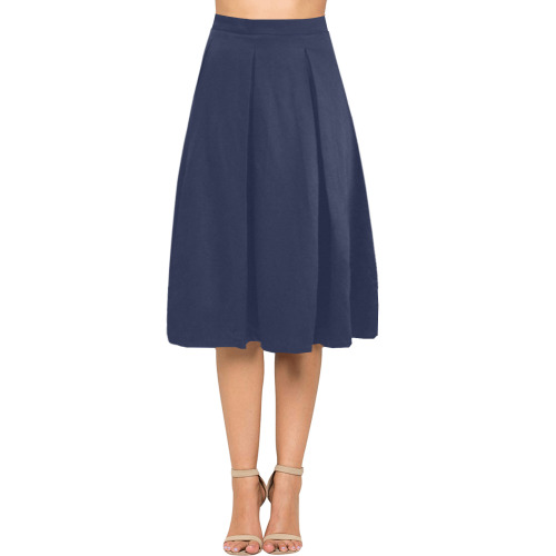 MNEMOSYNE Navy Mnemosyne Women's Crepe Skirt (Model D16)