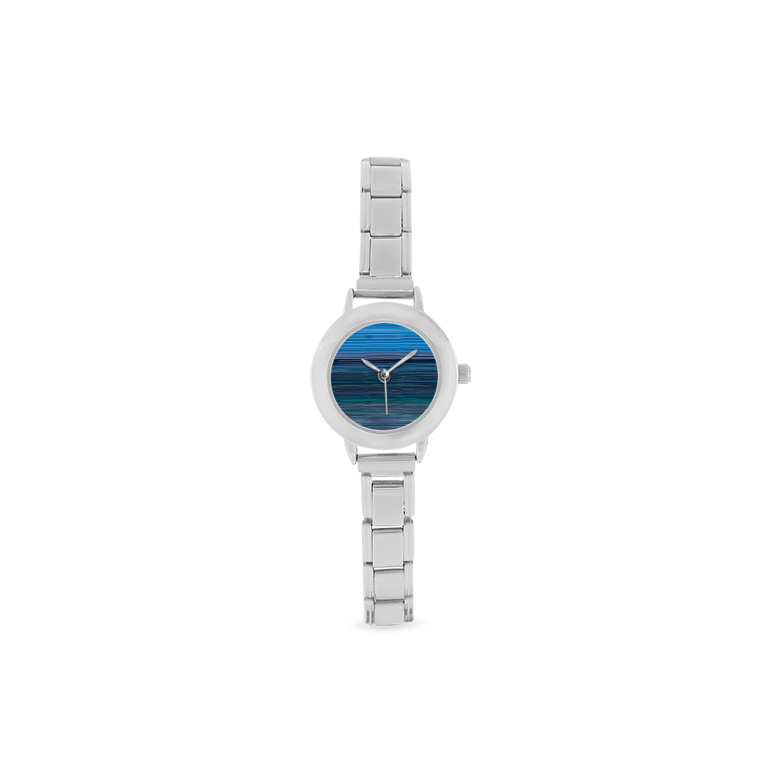Abstract Blue Horizontal Stripes Women's Italian Charm Watch(Model 107)