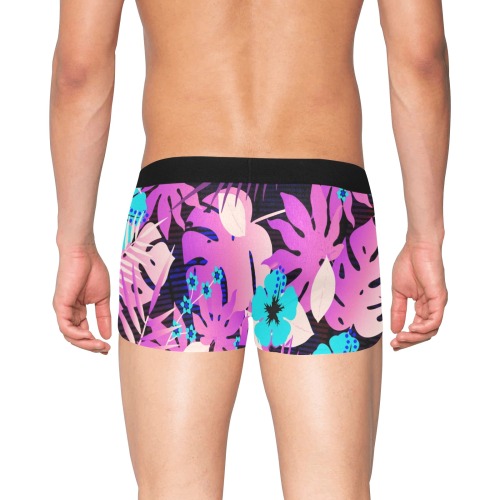 GROOVY FUNK THING FLORAL PURPLE Men's Boxer Briefs with Fly (Model L49)