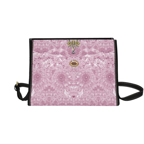 flowers and jewels baby pink Waterproof Canvas Bag-Black (All Over Print) (Model 1641)