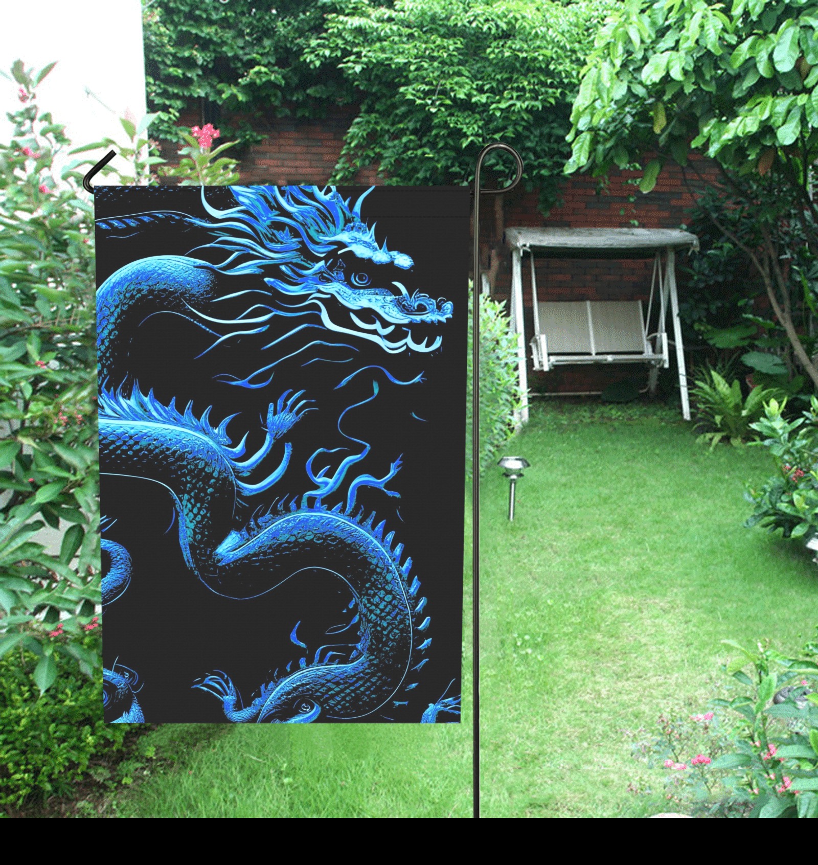 The Dragon Blue Garden Flag 28''x40'' （Without Flagpole）