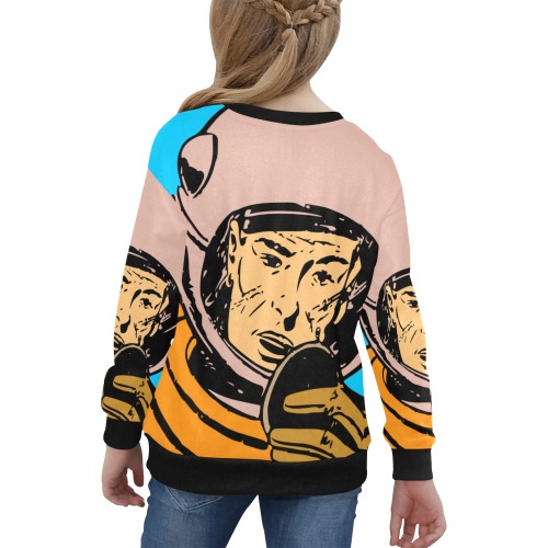 astronaut Girls' All Over Print V-Neck Sweater (Model H48)