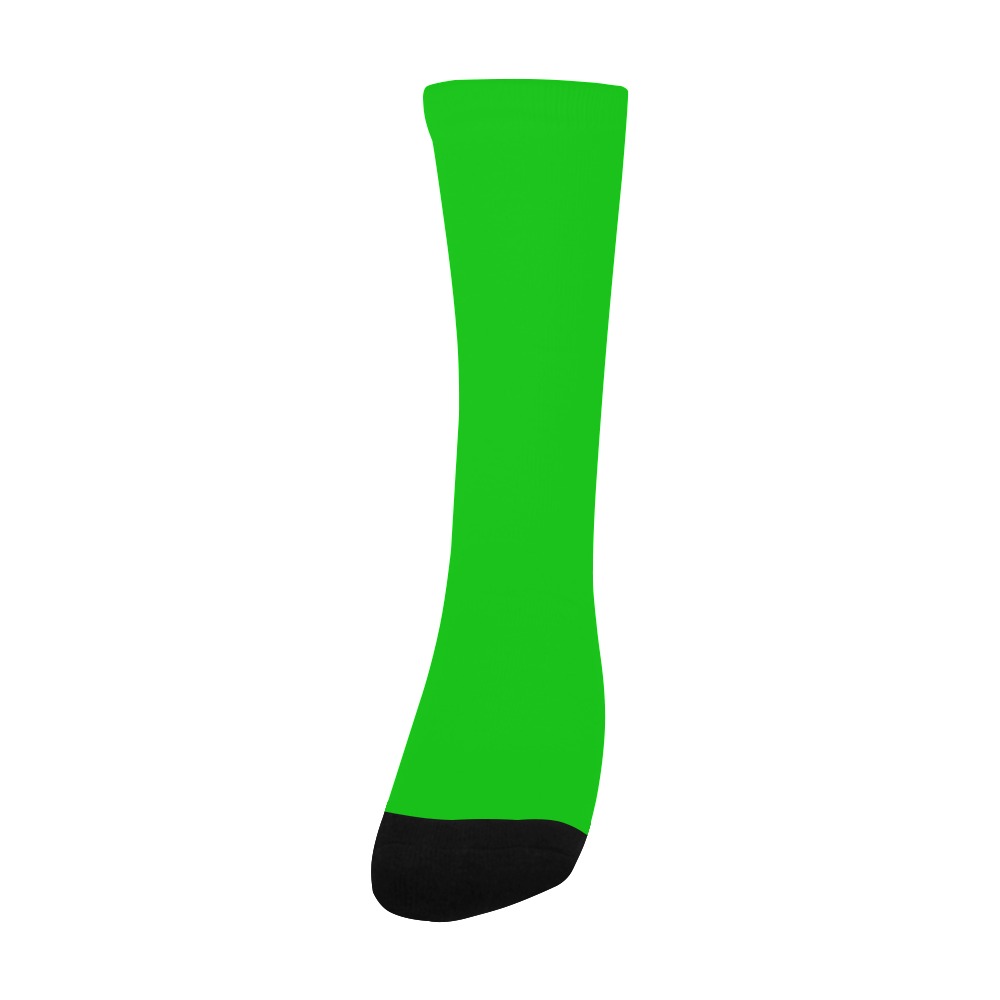 Merry Christmas Green Solid Color Men's Custom Socks