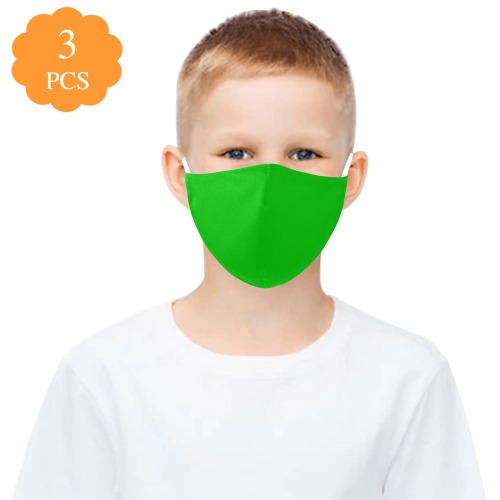 Merry Christmas Green Solid Color 3D Mouth Mask with Drawstring (Pack of 3 & 6 Filters Included) (Model M04)