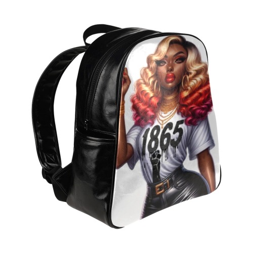 Black Woman Backpack Multi-Pockets Backpack (Model 1636)