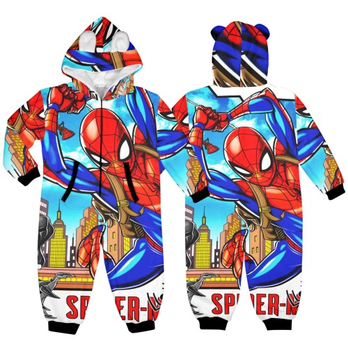 Spiderman one peace One-Piece Zip up Hooded Pajamas for Little Kids