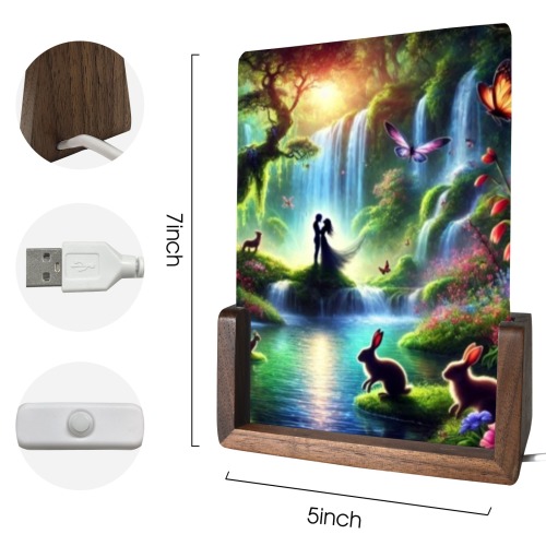 mystical waterfall - night light Acrylic Photo Night Light