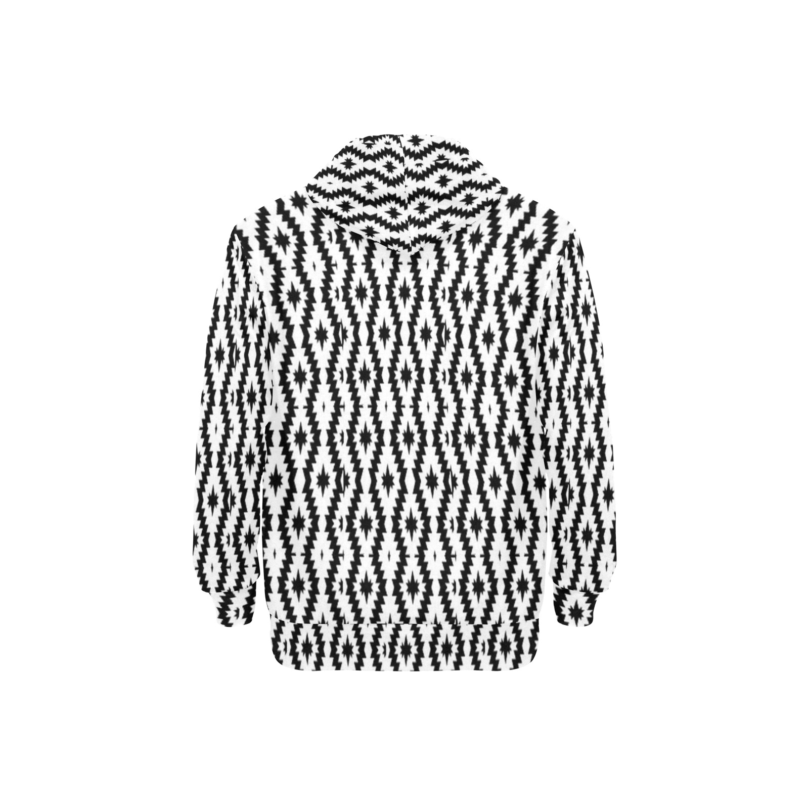 Black and white zigzag Men's Long Sleeve Fleece Hoodie (Model H55)