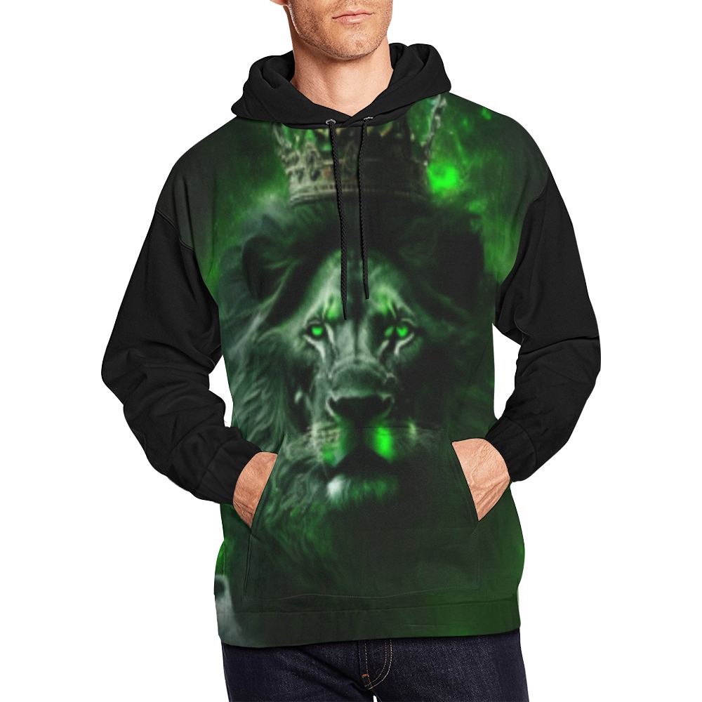 Black and green 0_cleanup All Over Print Hoodie for Men (USA Size) (Model H13)