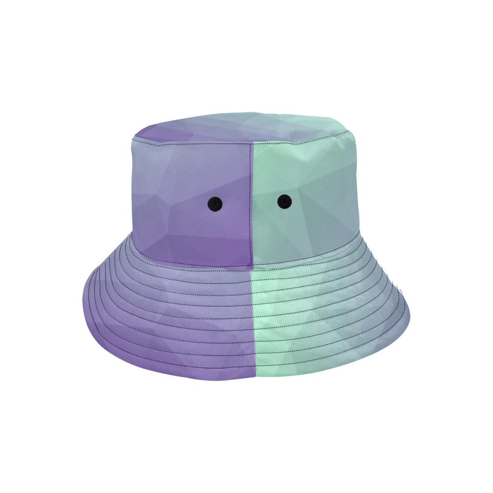 Purple green ombre gradient geometric mesh pattern All Over Print Bucket Hat for Men