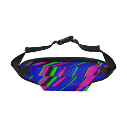 Diagonal Green Blue Purple And Black Abstract Art Fanny Pack/Large (Model 1676)