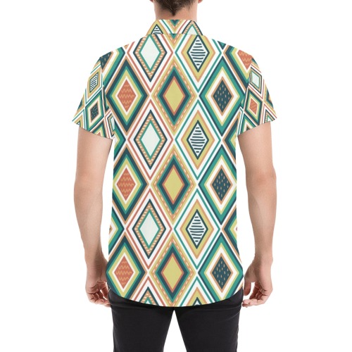 Geometric Tribal Inspired Pattern Men's All Over Print Short Sleeve Shirt (Model T53)