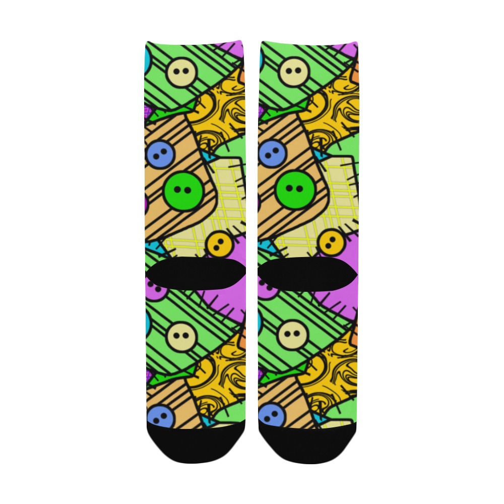 Sally Buttons and Patches Halloween Custom Socks for Women