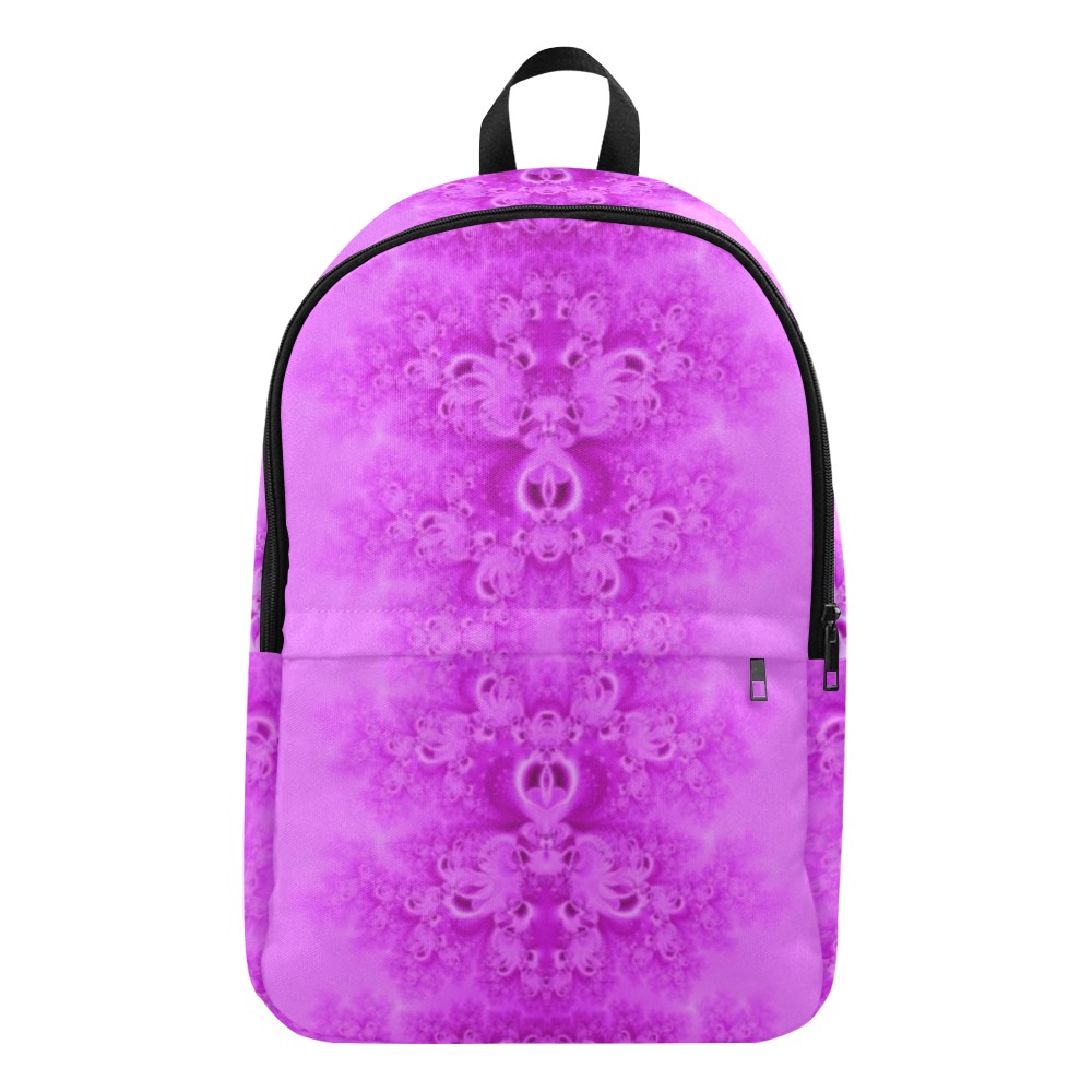 Soft Violet Flowers Frost Fractal Fabric Backpack for Adult (Model 1659)