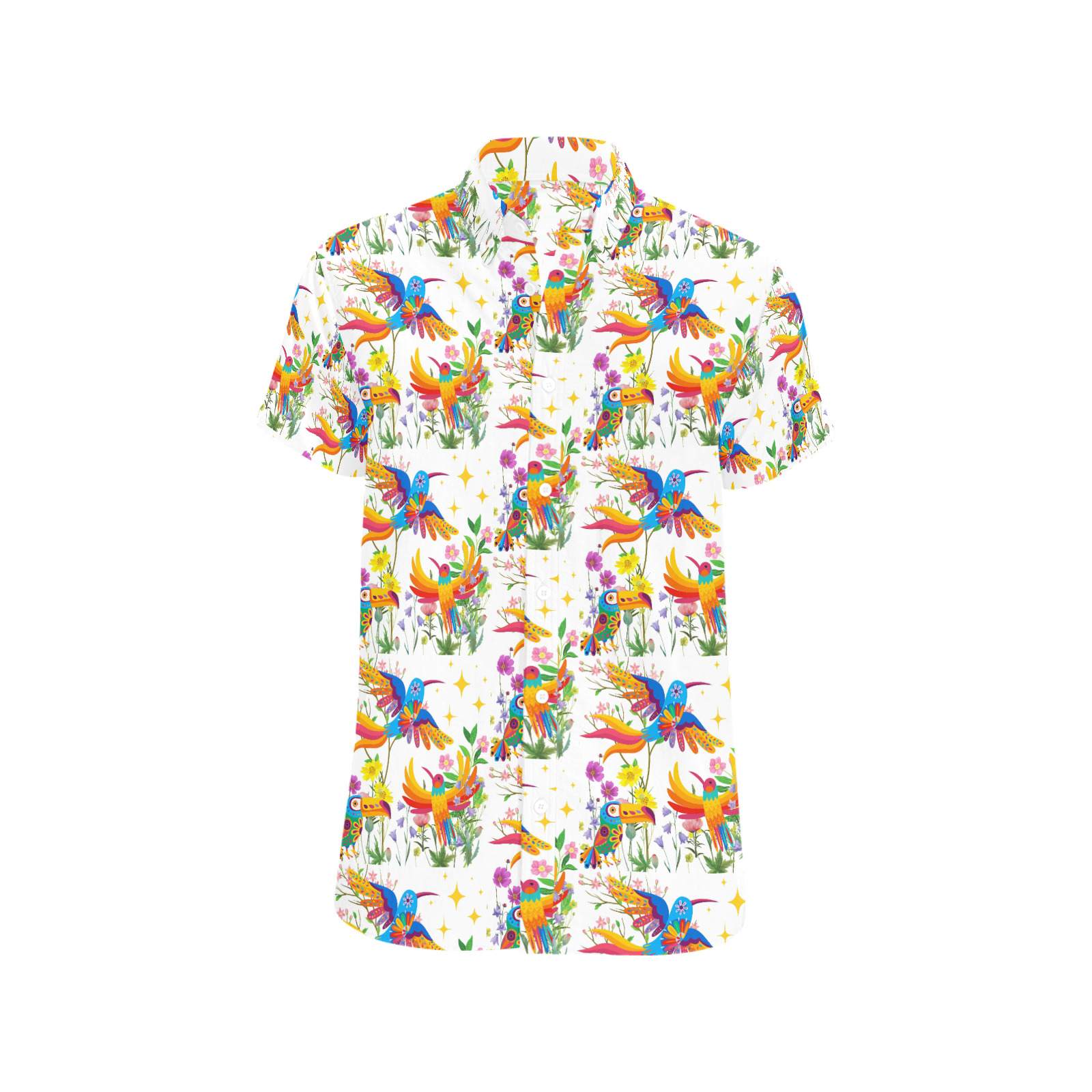 Birds of Paradise Pattern Men's All Over Print Short Sleeve Shirt (Model T53)