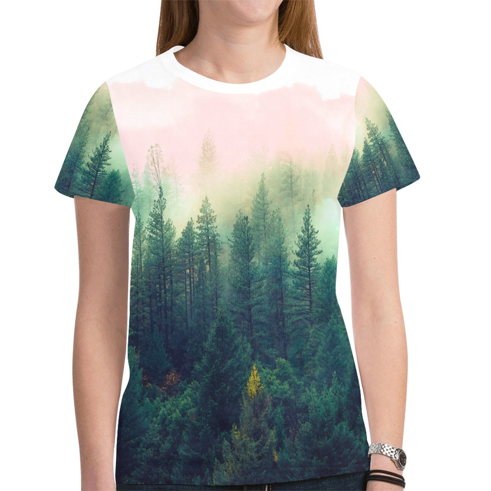 Mountain_landscape_painting New All Over Print T-shirt for Women (Model T45)