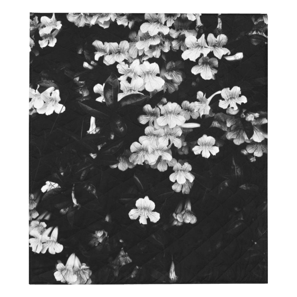 Trumpet Flowers (Black & White) Quilt 70"x80"