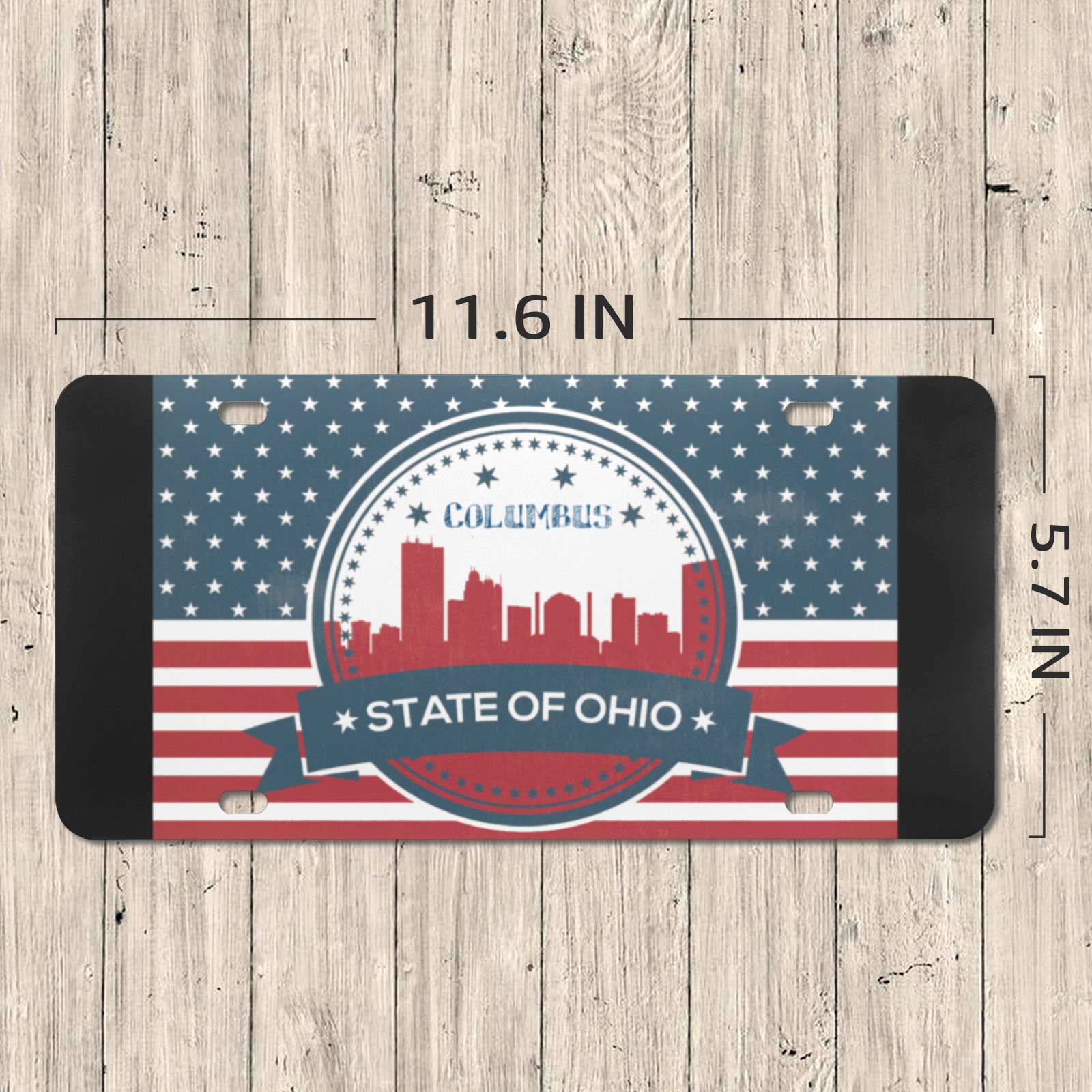 Columbus Ohio Retro American Flag Custom License Plate