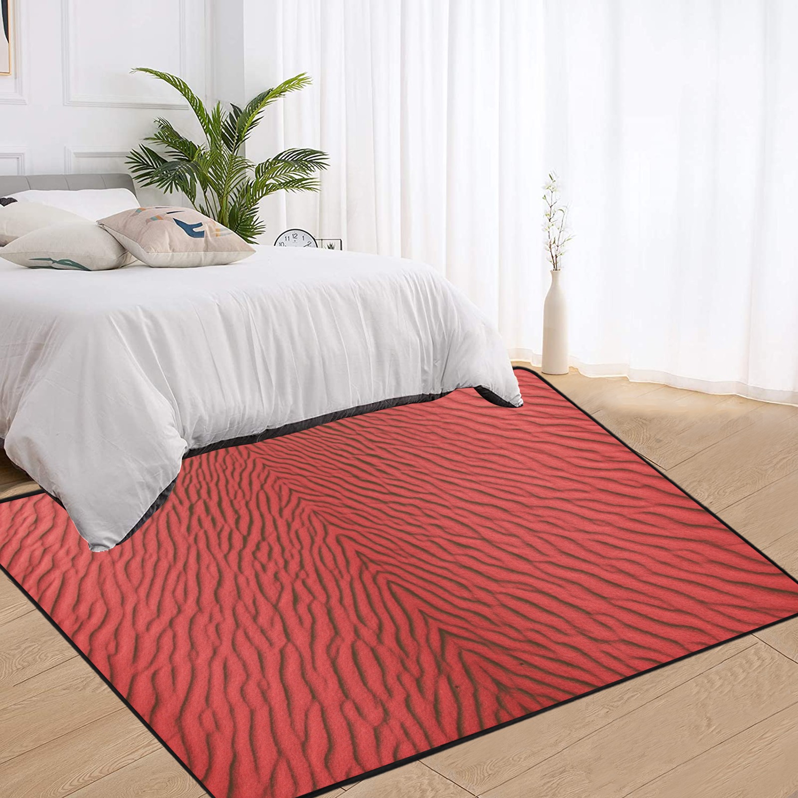 sand -red Area Rug with Black Binding 7'x5'