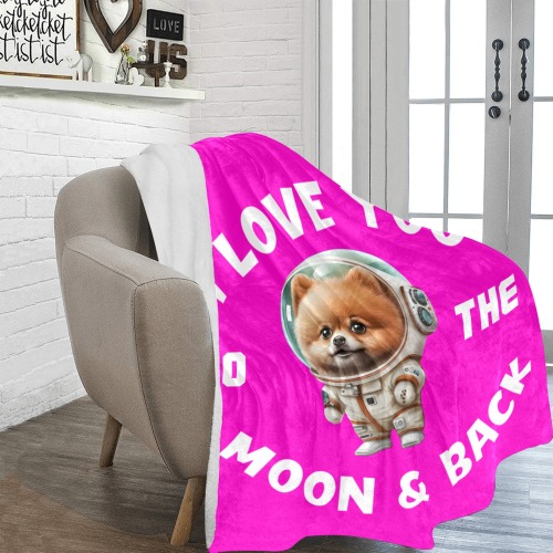 Pomeranian Love You To The Moon & Back (HP) Ultra-Soft Micro Fleece Blanket 70''x80''